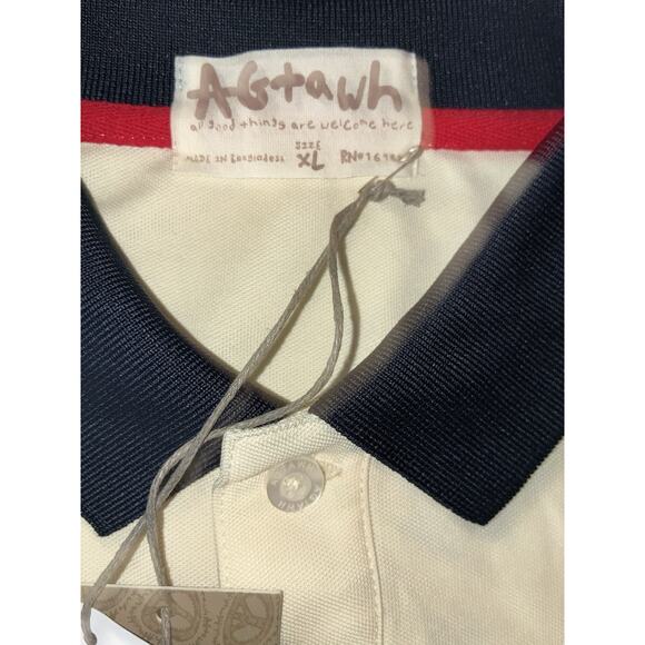 Agtawh Mens Regular fit Short Sleeve Polo Shirt XL Beige New - Picture 4 of 8